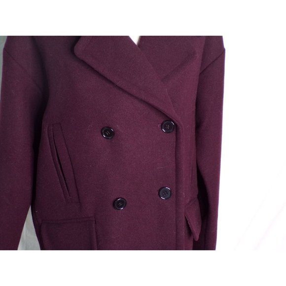 🆕NORDSTROM Double Breasted Elongated Peacoat Burgundy Small - Picture 8 of 13